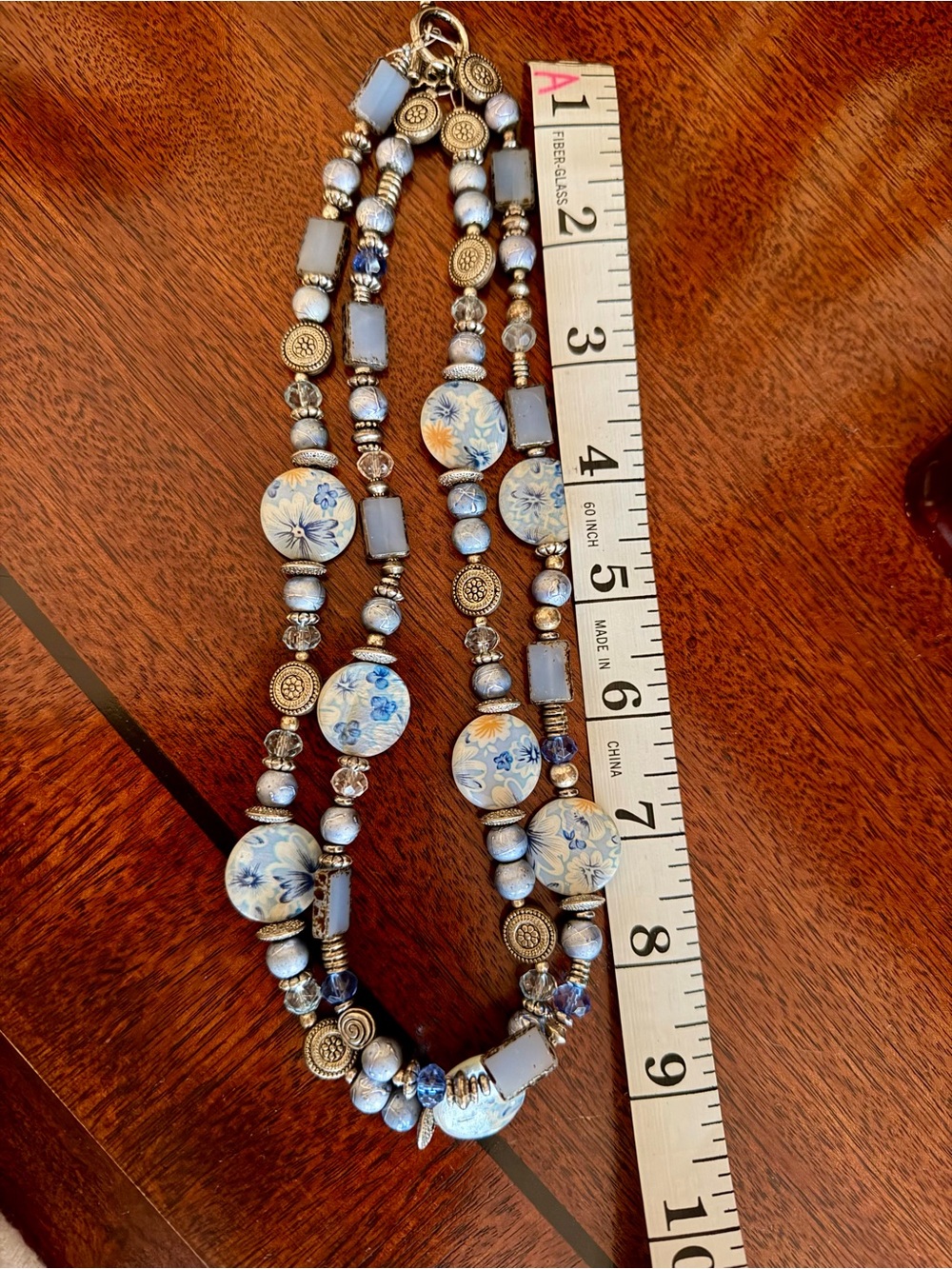 Vintage Chinoiserie Blue & White Porcelain Multi-Strand Statement Necklace - Picture 6 of 6